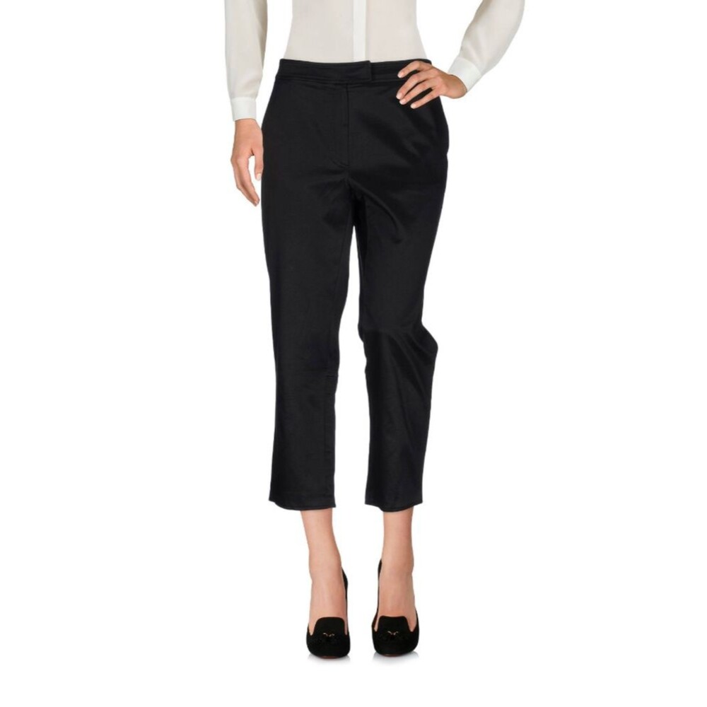 Angelo Marani Women's Black Cotton Blend Cropped Satin Pants Sz 8/44